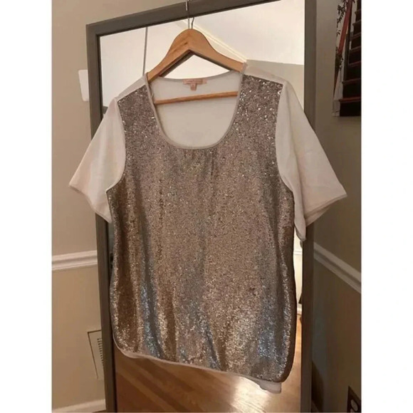 Gibson‎ + Latimor Sequins Crew Neck Top Size Medium - Picture 1 of 5